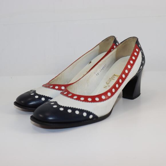 Vintage Jack Rogers Red White Blue Leather Heels | Size 6.5M | Patriotic Style - Picture 2 of 6